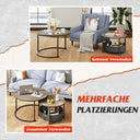 WLIVE Modern Living Room Round Coffee Table Set with Fabric Basket