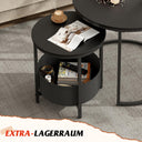 WLIVE Round Coffee Table Set with Storage, Black Metal Frame