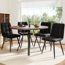 ZKLOEP Round Dining Table - Walnut and Black Metal Legs