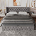HAINEW Chesterfield Style Upholstered Bed with Hydraulic Storage