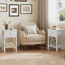 WLIVE Modern Wooden Bedside Table with Drawer and Shelf