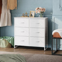 WLIVE White 6-Drawer Wood Dresser with Metal Handle