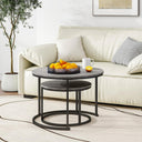 HOJINLINERO Nesting Coffee Table Set of 2 Black+Warm Grey
