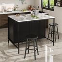 Azkoeesy High Table with 2 Drawers and Doors - Black