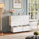 WLIVE Minimalist Fabric 7-Drawer Storage Dresser TV Stand