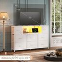 WLIVE White Dresser TV Stand with LED Lights and Charging Station