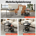 WLIVE Round Coffee Table Set with Storage, Black Metal Frame