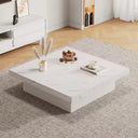 Modern White Square Coffee Table with Marble Effect