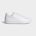 Adidas Grand Court 3.0 white leather sneakers with three stripes design and lace-up closure