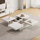 Modern White Square Coffee Table with Marble Effect