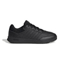Unisex kids Tensaur Switch shoes with a black synthetic leather upper and non-marking rubber outsole