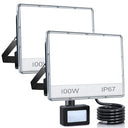 ANNIFUNLY - 2 Pack 100W LED Outdoor Floodlight With Motion Sensor, 10000LM
