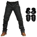 Shop Armor Men’s Motorcycle Riding Jeans made from 12oz stretch denim. Features knee & hip protectors for safety and comfort. Available in black and blue. Keywords: motorcycle jeans, riding jeans, knee protectors