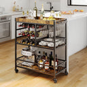 Asofer 3-Tier Bar Cart with Lockable Wheels - Retro