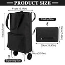 Avsmgp - Large Capacity Rolling Shopping Bag with Wheels, Reusable & Collapsible for Groceries, Laundry, Travel, Black