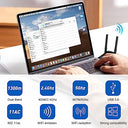 Axfee - AC1300Mbps Dual Band WiFi Adapter with High Gain Antenna for PC/Laptop