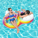 Bestway - 2 Person Inflatable Swim Ring with Rainbow Design & Cup Holders