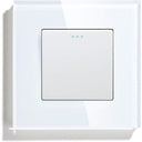 Bseed - Electrical Wall Light Switch with LED Backlight, Glass Faceplate, 10A Toggle