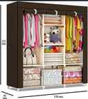 Portable closet wardrobe for hanging clothes in bedroom, available in brown, black, grey, and bordeaux colors