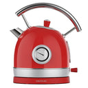 Shop the Cecotec 1.8L Electric Kettle with 2200W power, vintage red design, and 360º base. Perfect for tea lovers, featuring a temperature gauge. Keywords: electric kettle, vintage kettle, 2200W