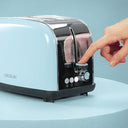 Cecotec - 850W Blue Vertical Toaster with Short Double Slot & Automatic Pop-up