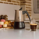 Cecotec - Piccolina 400 Gold Italian Coffee Maker, 200 ml, Elegant Steel Design, Suitable for All Surfaces