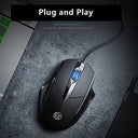 Censprin - Wired Silent Click Optical Mouse, Ergonomic Design for Home & Office