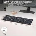 Cherry - Slim Wireless Keyboard with Bluetooth, 2.4GHz, Rechargeable, Portuguese Layout