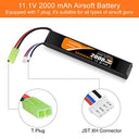 Crazepony - 11.1V 2000mAh 30C LiPo Airsoft Battery with Mini Tamiya Connector