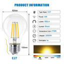 EXTRASTAR - E27 LED Edison Screw Filament Bulb, 8W, Warm White 2700K, Pack of 6