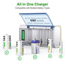 Ebl - Universal Battery Charger with LCD Display, Discharge Function, for AA, AAA, C, D, 9V Rechargeable Batteries
