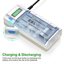 Ebl - Universal Battery Charger with LCD Display, Discharge Function, for AA, AAA, C, D, 9V Rechargeable Batteries