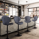 Elegant adjustable bar chair with laminated wood, iron, and Leathaire upholstery
