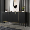 FUFU GAGA Modern 4-Door Buffet Cabinet with Storage Drawer - Black