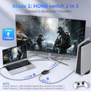 Fokky - 4K HDMI Splitter, Bidirectional Switch, Dual Monitor Support