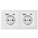 Gira USB Set E2 - 2x USB Sockets & Double Frame in Pure White Matte
