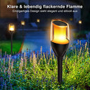 Hausbell - Pack of 4 Solar Garden Lights, Rustic Style, IP65 Waterproof, Realistic Flame Effect