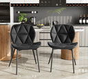 Modern tufted reclining portable dining chair with PU leather and metal legs