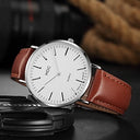 Infantry - Minimalist Ultra Thin Quartz Watch with Genuine Leather Strap