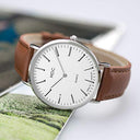 Infantry - Minimalist Ultra Thin Quartz Watch with Genuine Leather Strap