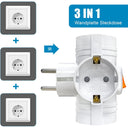 Jexpower - Double Plug Socket Adapter, 3 Outlets, Type B, 3680W Power Capacity
