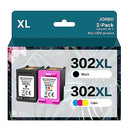 Jorbo - 302XL Compatible Ink Cartridges for HP, Black & Color, High Yield