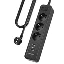 Jsver 3-Way Power Strip with 3 USB Ports and 3m Cable