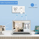 Kaifire - Schuko USB Double Socket, System 55 Pure White, Complete Set