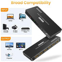 Koofit - 4K HDMI Switch Automatic, 5 Port Selector with Remote Control, Supports HDR