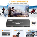 Koofit - 4K HDMI Switch Automatic, 5 Port Selector with Remote Control, Supports HDR
