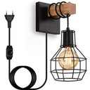 Liyabber - Dimmable Vintage Wall Light Black Industrial Lamp with Switch and Plug