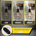 Liyabber - Dimmable Vintage Wall Light Black Industrial Lamp with Switch and Plug