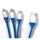 Md Gold - 3 in 1 Fast Multi Charger Cable, Nylon Braided, Smart Charge for Type-C, Micro & iPhone