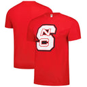 Men's red T-shirt with short sleeves and NC State Wolfpack logo graphic print